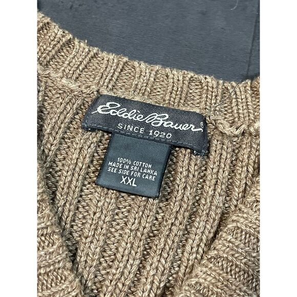 Eddie Bauer‎ Ribbed Crewneck Sweater Cozy Knit Pullover Beige G-100 - Picture 4 of 5